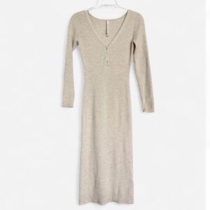 Aritzia Babaton Merino Wool Sweater Dress NWOT M Beige Knit